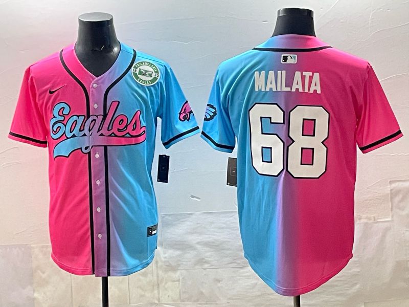 Men 2025 Philadelphia Eagles #68 Mailata Blue pink Nike Limited NFL Jersey style 08->philadelphia eagles->NFL Jersey